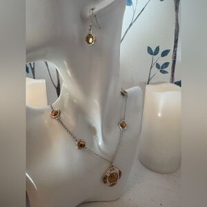 Silver and Gold Necklace W/ Matching Earrings 22”